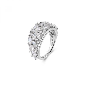 Anello a Fascia con Cristalli Bianchi in Argento Mis 13 Donna Rosato RZGE46A