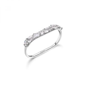 Anello Doppio con Cristalli Bianchi in Argento Donna Rosato RZGE52