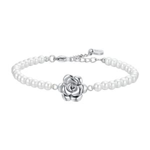 Bracciale Donna con Perle e Rosa in Acciaio Luca Barra BK2668