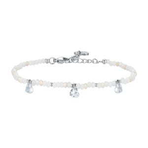 Bracciale Donna con Pietre e Cristalli Bianchi in Acciaio Luca Barra BK2683