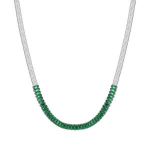 Collana Mezzo Tennis con Cristalli Verdi in Acciaio Donna Luca Barra CK2011