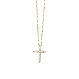 Collana con Croce e Cristalli Bianchi in Acciaio Dorato Donna Luca Barra CK2022