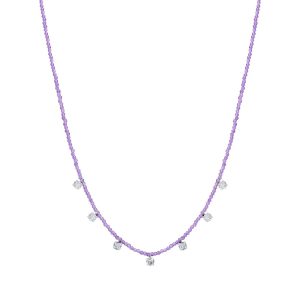 Collana in Acciaio con Pietre Viola e Cristalli Bianchi Donna Luca Barra CK2025