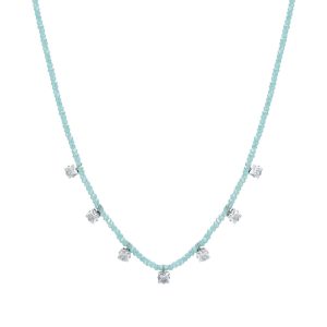 Collana in Acciaio con Pietre Turchesi e Cristalli Bianchi Donna Luca Barra CK2026