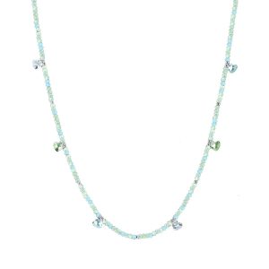 Collana con Pietre Verde Acqua e Celesti e Cristalli Multicolor Cristalli in Acciaio Donna Luca Barra CK2029