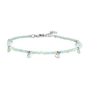 Cavigliera in Acciaio con Pietre Verde Acqua e Cristalli Multicolor Donna Luca Barra CV143