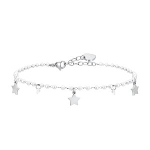Cavigliera in Acciaio con Perle e Stelle e Cristalli  Bianchi Donna Luca Barra CV150