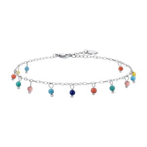 Cavigliera in Acciaio con Pietre Multicolor Donna Luca Barra CV155