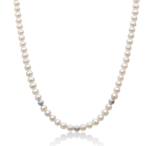 Collana di Perle 4,5 - 5 mm con sfere in oro sfaccettato Miluna PCL6111
