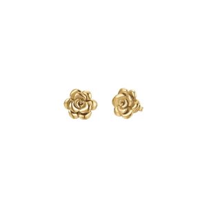 Orecchini con Rosa in Acciaio Dorato Donna Luca Barra OK1362