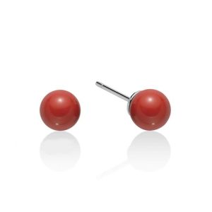 Orecchini con Corallo Rosso 7 mm in Argento Miluna PER2406
