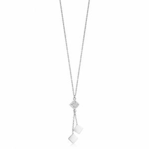 Collana in Acciaio con Quadrati con Cristalli Bianchi Luca Barra CK1312