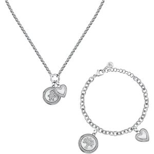 Kit Collana e Bracciale in Acciaio con Cristalli Bianchi Donna Morellato S0R30