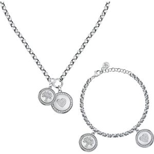 Kit Collana e Bracciale in Acciaio con Cristalli Bianchi Donna Morellato S0R31