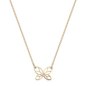 Collana in Acciaio Dorato con Farfalla e Cristallo Bianco Donna S'agapò SCK271