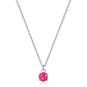 Collana in Acciaio con Cristallo Rosa Donna S'agapò SDZ02