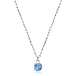 Collana in Acciaio con Cristallo Celeste Donna S'agapò SDZ04
