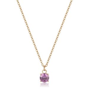 Collana in Acciaio Dorato con Cristallo Viola Donna S'agapò SDZ05