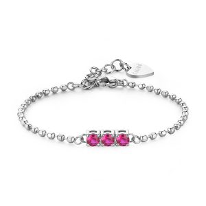 Bracciale in Acciaio con Cristalli Rosa Donna S'agapò SDZ22