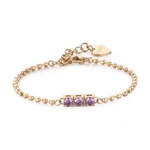 Bracciale in Acciaio Dorato con Cristalli Viola Donna S'agapò SDZ25