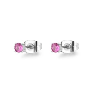 Orecchini in Acciaio con Cristalli Rosa 5 mm Donna S’agapò SDZ49