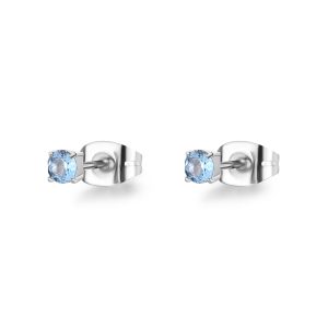 Orecchini in Acciaio con Cristalli Celesti 3 mm Donna S’agapò SDZ50