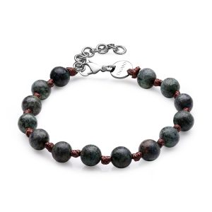 Bracciale in Acciaio con Cordino Cerato e Sfere Color Turchese Uomo S'agapò SRT18