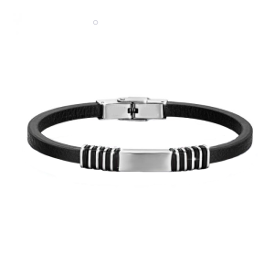 Bracciale in Silicone nero con elementi in acciaio Uomo Luca Barra BA1403