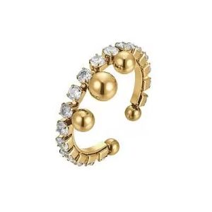 Anello in Acciaio con Cristalli Bianchi e Sfere Donna Luca Barra ANK474