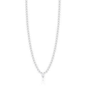 Collana in Acciaio con Perle e Angelo con Cristalli Bianchi Donna Luca Barra CK1579