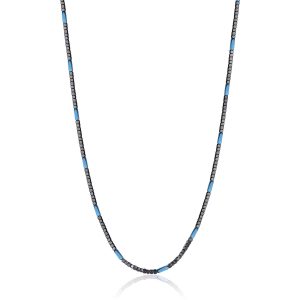 Collana in Acciaio con Ematite Grigia e Blu Uomo Luca Barra CL277