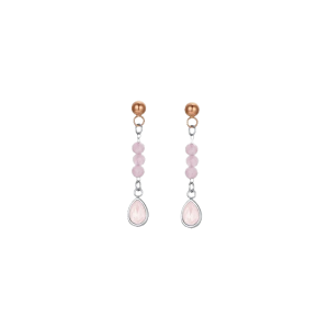 Orecchini Pendenti in Acciaio con Agata Rosa e Cristalli Rosa Donna Luca Barra OK1349