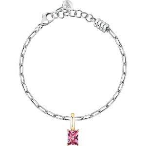Bracciale in Acciaio con Ciondolo in Acciaio Dorato e Cristallo Rosa Morellato SCZ1319