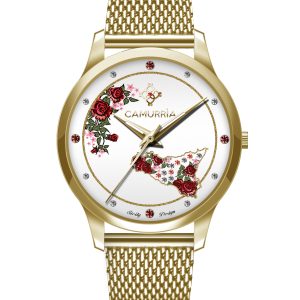 Orologio in Acciaio Dorato Modello Rose di Sicilia Camurria CW49GS1