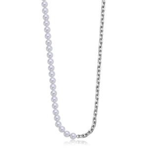 Collana in Acciaio con Perle di Conchiglia Uomo S'Agapò SAT01