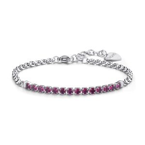 Bracciale Mezzo Tennis in Acciaio con Cristalli Colore Ruby Donna S’agapò SDZ84