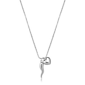 Collana con Pendenti Cornetto e Cuore in Acciaio Donna S'agapò SFE07