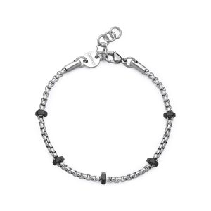 Bracciale in Acciaio con Finiture Nere Uomo S’agapò SRP82