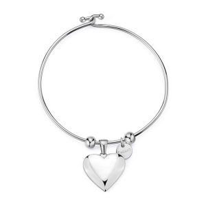 Bracciale Rigido con pendente a forma di Cuore in Acciaio Donna S'agapò SSE23 