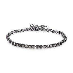 Bracciale Mezzo Tennis in Acciaio con Cristalli Neri Uomo S’agapò STK04