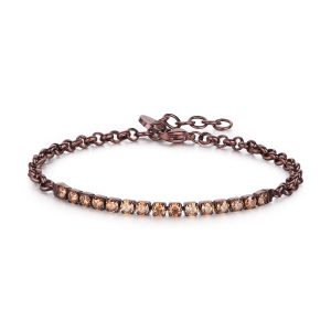 Bracciale Mezzo Tennis in Acciaio con Cristalli Color Caffè Uomo S’agapò STK06