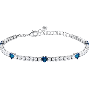 Bracciale Tennis in Argento con Cristalli Bianchi e Cuori con Cristalli Blu Donna Morellato SAIW234