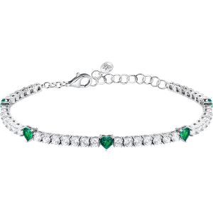 Bracciale Tennis in Argento con Cristalli Bianchi e Cuori con Cristalli Verdi Donna Morellato SAIW235