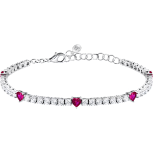 Bracciale Tennis in Argento con Cristalli Bianchi e Cuori con Cristalli Rosa Donna Morellato SAIW236