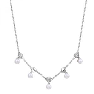 Collana in Argento con Cristalli Bianchi e 5 Perle Naturali Donna Rosato RZAZ003