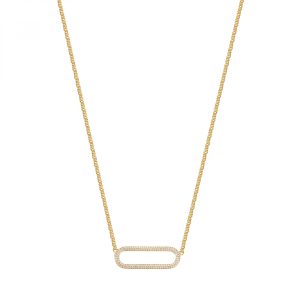 Collana in Argento Dorato con Cristalli Bianchi Donna Rosato RZBI62