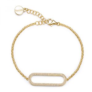 Bracciale in Argento Dorato con Cristalli Bianchi Donna Rosato RZBI66