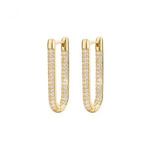 Orecchini in Argento Dorato con Cristalli Bianchi Donna Rosato RZBI75