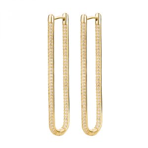 Orecchini in Argento Dorato con Cristalli Bianchi Donna Rosato RZBI76