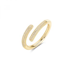 Anello in Argento Dorato con Cristalli Bianchi Donna Rosato RZBI82C